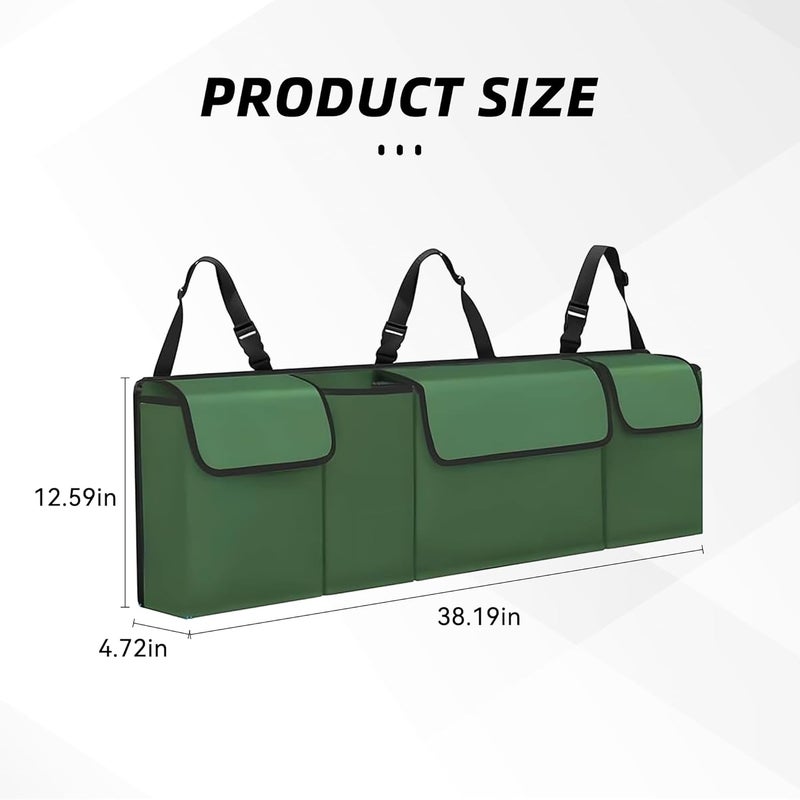 Tioollev Car Trunk Organizer, Backseat Hanging Large Storage with Adjustable Straps,Waterproof PVC Collapsible Cargo Bag, Car Interior Accessories for Auto SUV MPV (Green) - Image 2